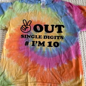Birthday tshirt size Medium tye dye shirt, 10 year old birthday
